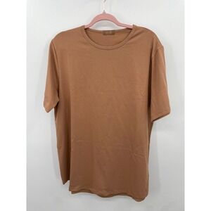 NEW Nuuds Short Sleeve Curved Hem T-shirt Mens Size Large Cinnamon Tan